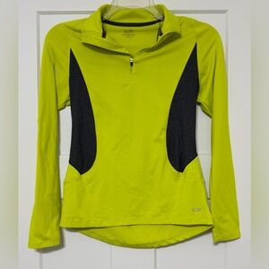923:  Champion Neon Green and Black Quarter-Zip Performance Pullover - Small